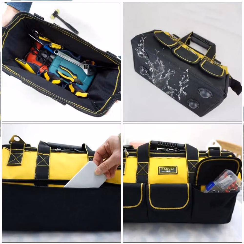 Hinsinc 20 inch Multifunctional Heavy Duty Textile Tool Bag with Shoulder Strap, Multicolour – 5