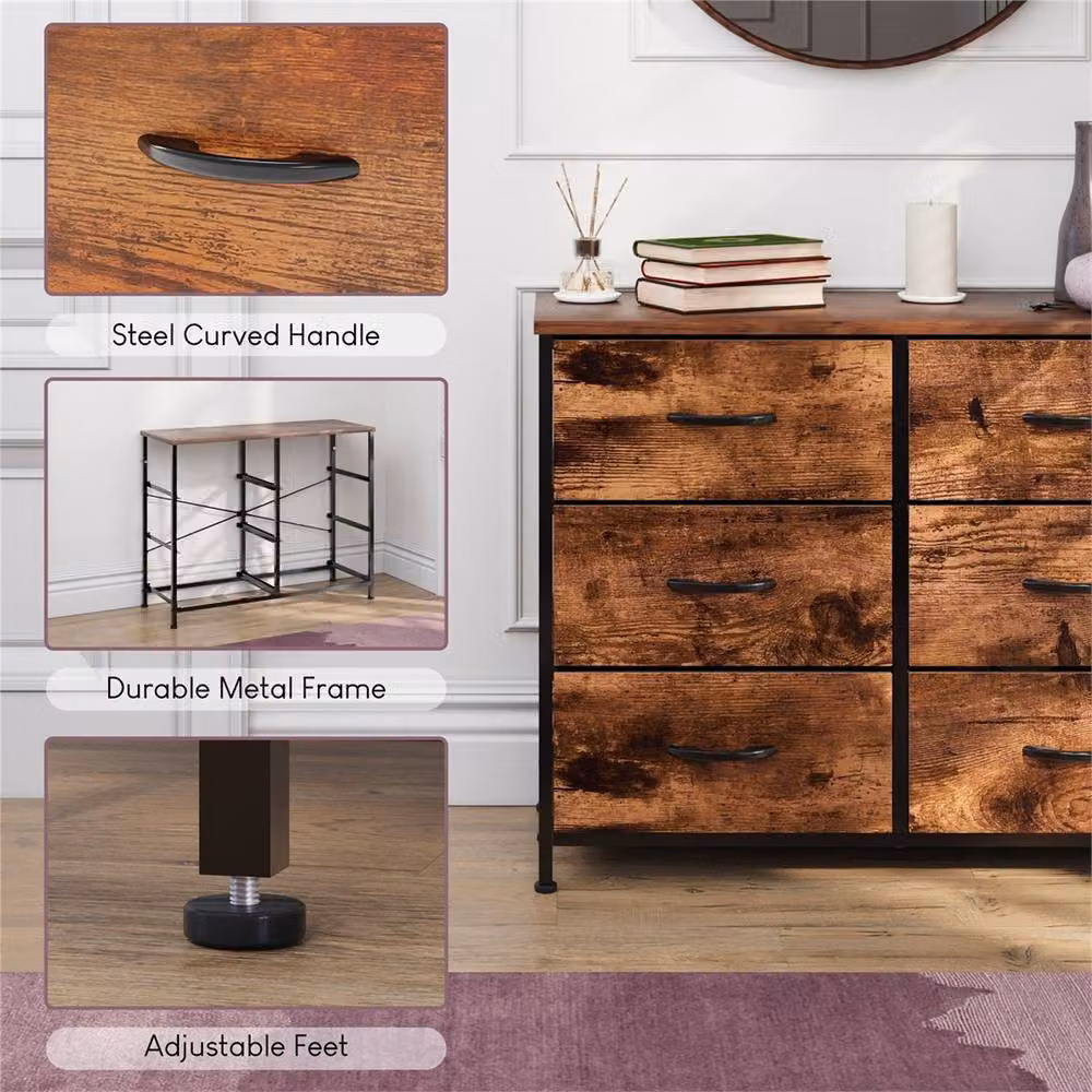 Kelvenix Modern 6 Drawer Chest of Drawers in Brown – 3