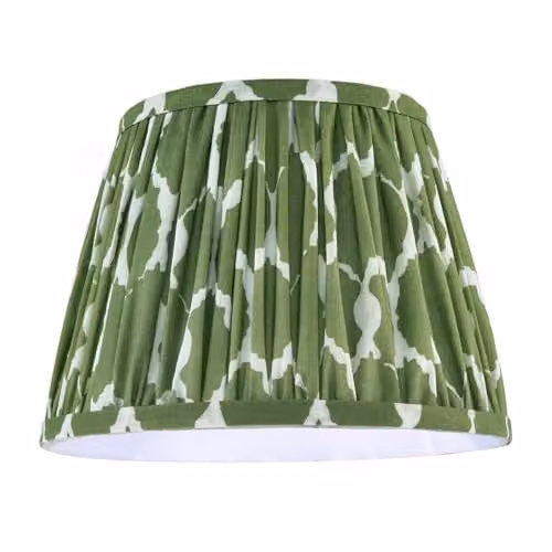 Happy Homewares Green Pleated Cotton Fabric Cylinder Lamp Shade with White Lining, W/D/H: 18 x 18 x 25 cm