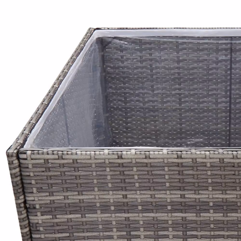 Berkfield Home Beautiful Garden Planter in Grey Poly Rattan, W/D/H: 80 x 80 x 80 cm – 2