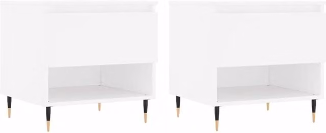 Berkfield Home Set of 2 Modern White Square Coffee Tables, W/D/H: 50 x 46 x 50 cm