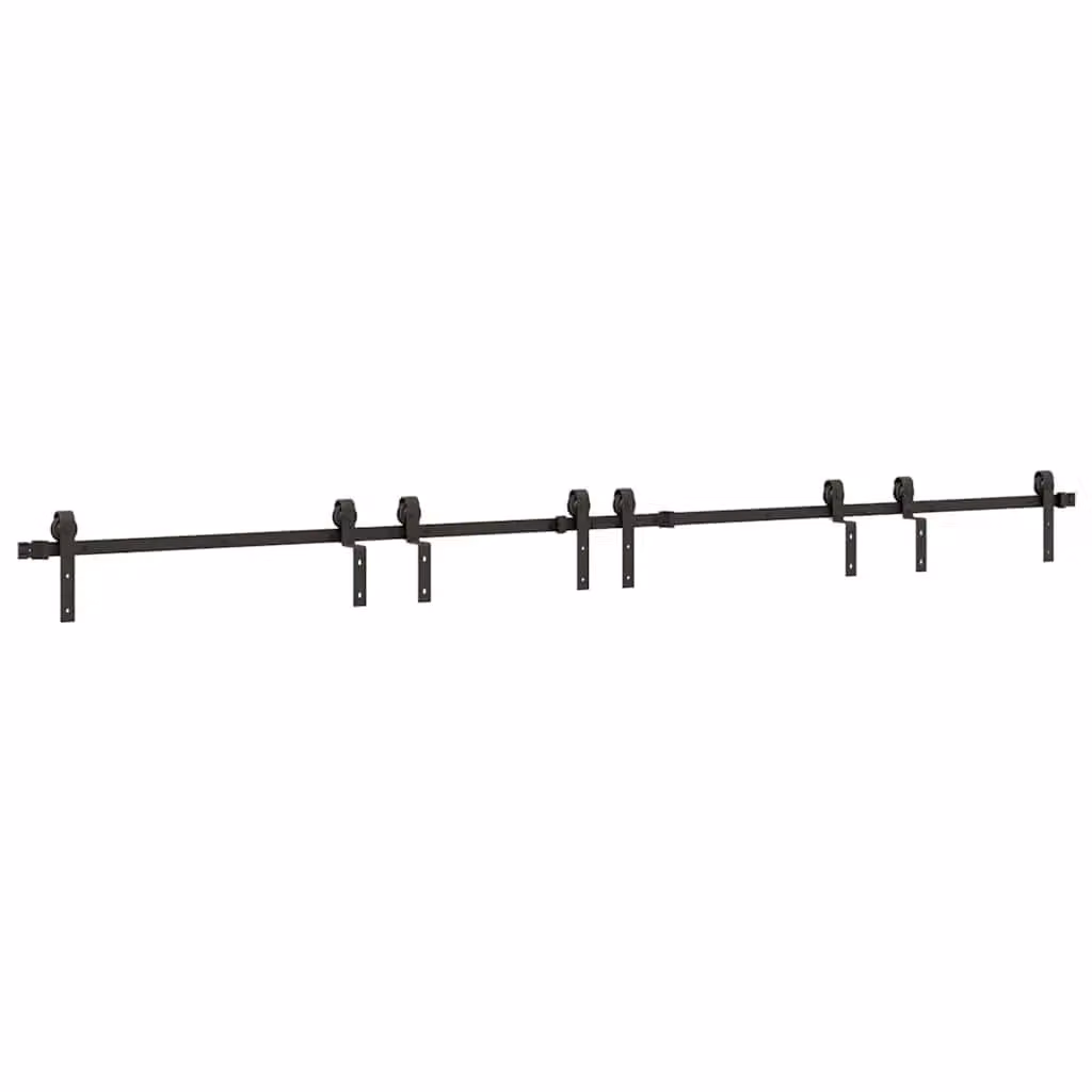 Berkfield Home Sliding Door Hardware Kit in Black Steel – 1