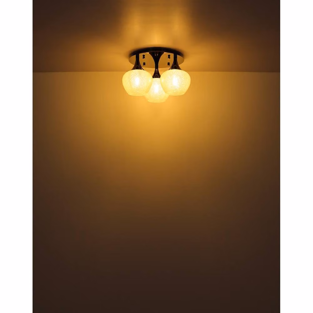 Netlighting Maxy Globe Ceiling Light in White and Chrome with 3x E27 Glass Shades – 4