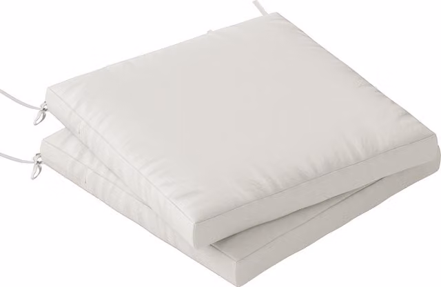 Outsunny Set of 2 Waterproof Outdoor Seat Cushions with Ties, Cream White Rectangular Foam Garden Seat Pads with Removable Washable Covers