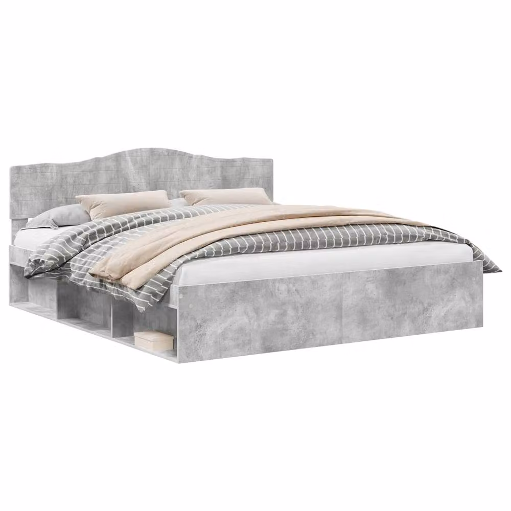 Berkfield Home Modern Bed Frame with Headboard in Grey Solid Pine Wood, 180 x 200 cm – 2