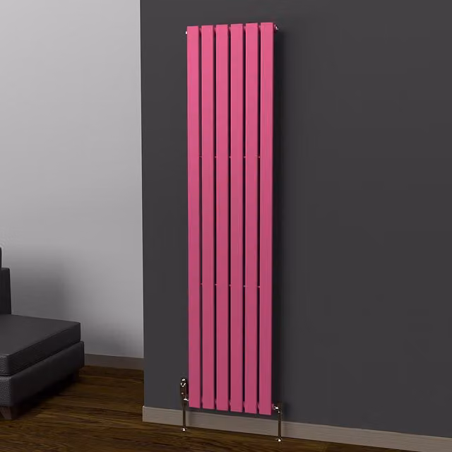 Lux Heat Flat Coloured Vertical Radiator in Pink, H 180 cm x W 42 cm
