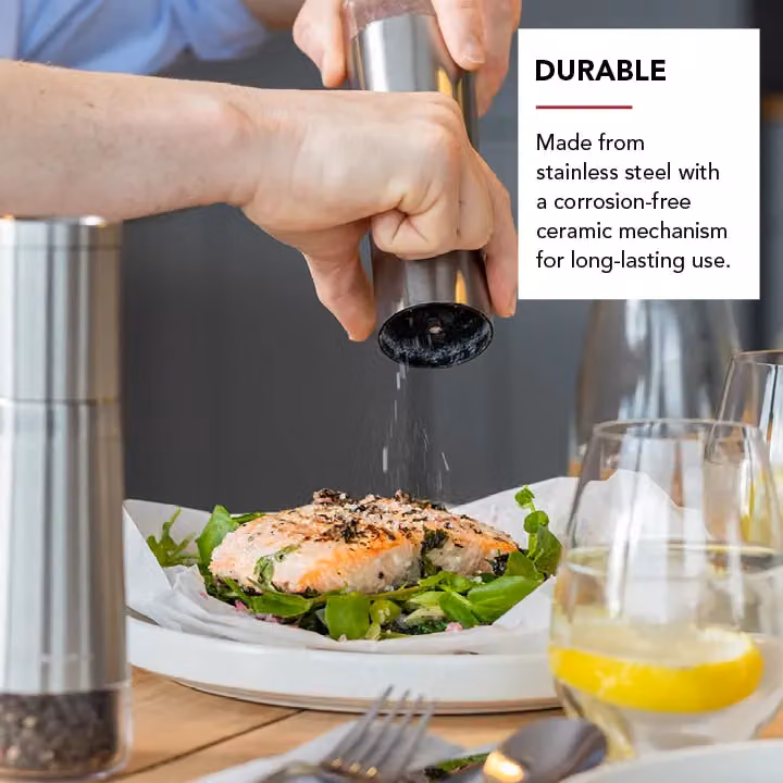 KitchenAid Manual Salt and Pepper Grinder Set of 2 in Silver and Transparent with Stainless Steel and Ceramic Components – 6