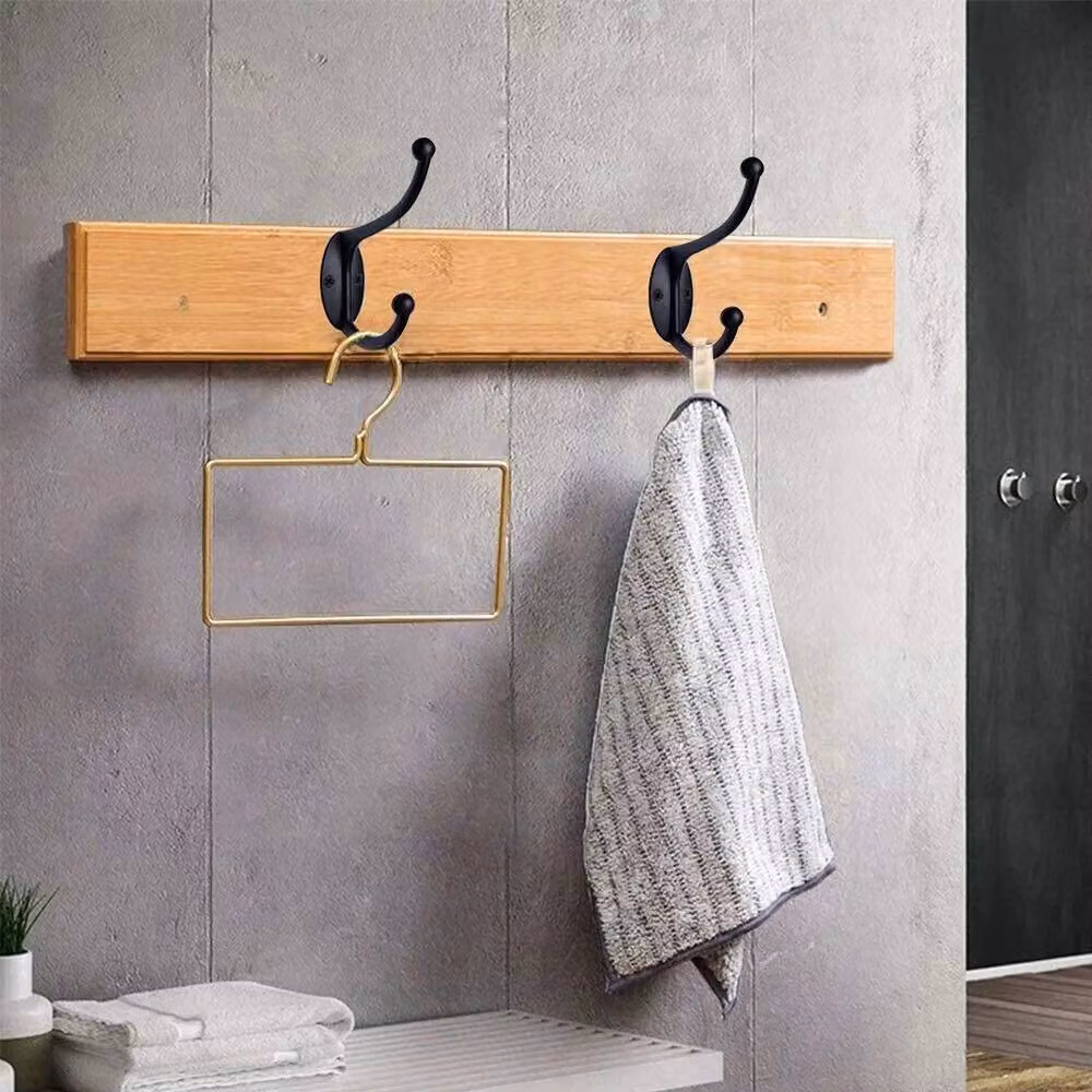 NESTLUNE 50-Piece Metal Double Hat and Coat Wall Hooks in Black, W: 52 cm – 3