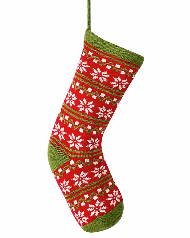 Dibor Set of 4 Snowflake Nordic Chunky Knit Christmas Stockings in Red, Green and White – 2