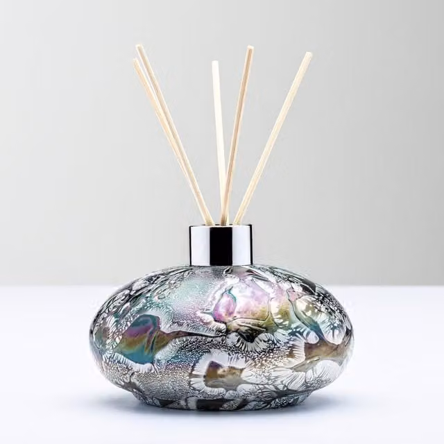 Sienna Glass Oval Silver Refillable Glass Reed Diffuser