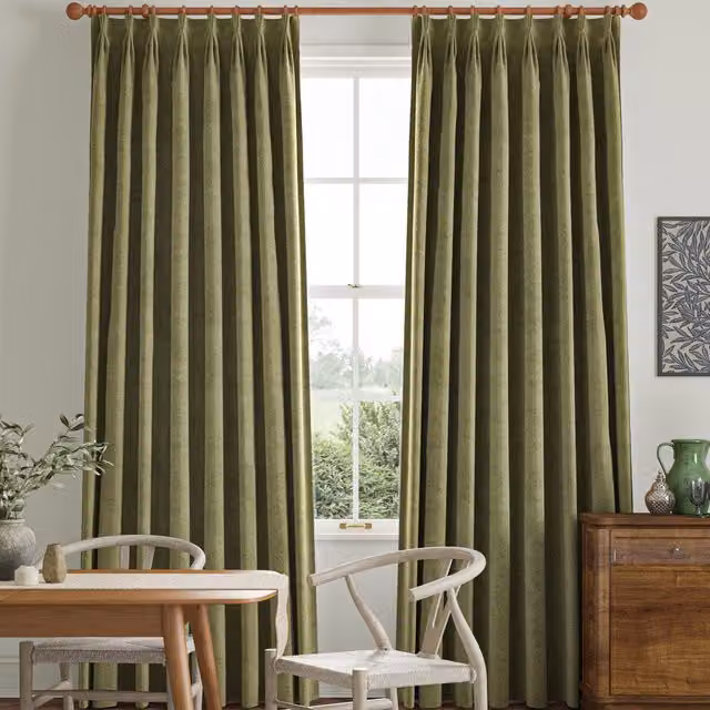William Morris At Home Made to Measure Blackout Floral Fabric Panel in Green