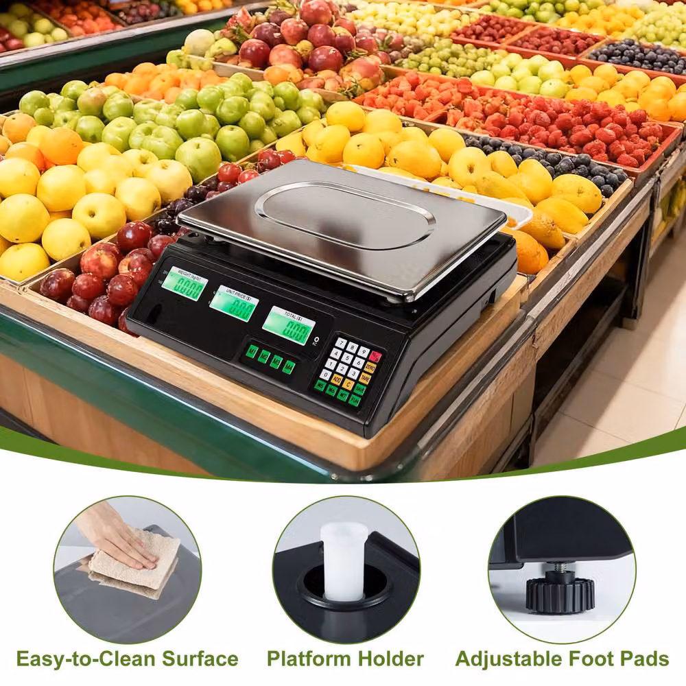 Costway Digital Commercial Food Scale with Price Computing, 40kg Capacity, Black – 9