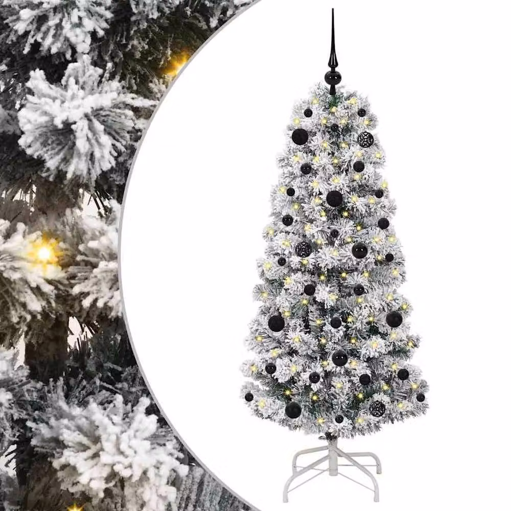 Berkfield Home Realistic Artificial Hinged Christmas Tree in Green and White, Height: 150 cm – 3