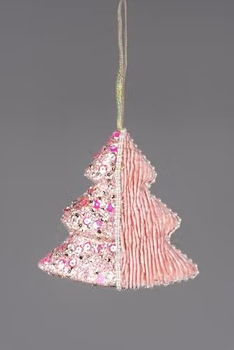 Shatchi 3-Piece Set of Pink, White and Gold Christmas Tree Hanging Pendant Decorations, 12 cm – 2