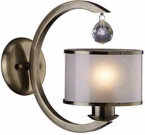 Netlighting Lincoln Wall Lamp E27 in Antique Brass and Bronze with Crystal and Glass – 1