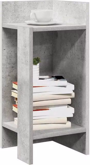Berkfield Home Set of 2 Side Tables with Shelf, Concrete Grey, W/D/H: 25.5 x 27 x 60 cm