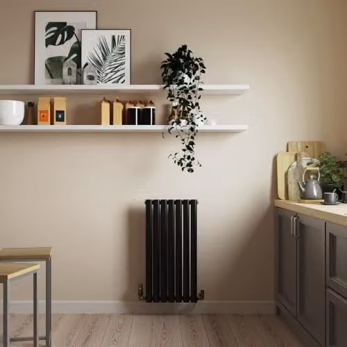 UK Radiators Omeara Black Elliptical Tube Horizontal Designer Radiator, W: 40.6 cm, H: 80.0 cm – 3