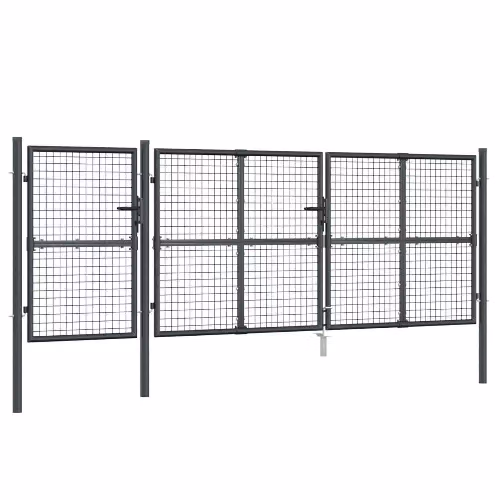 Berkfield Home Anthracite Mesh Garden Gate in Galvanised Steel, W: 400 cm, H: 175 cm – 2
