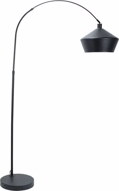 ValueLights Louis Modern Arc Floor Lamp with Metal Shade, Black, H 180 x W 102 x D 32 cm