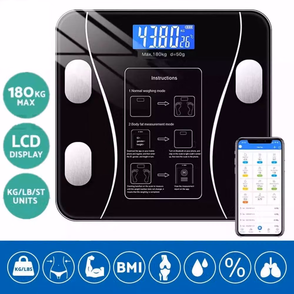 Kelvenix Smart Bluetooth Body Fat Scale with BMI Tracking and App Control, Black – 5