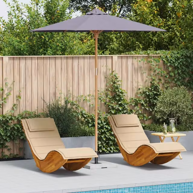 Berkfield Home Dark Grey Bamboo Garden Parasol W: 240 cm, D: 260 cm
