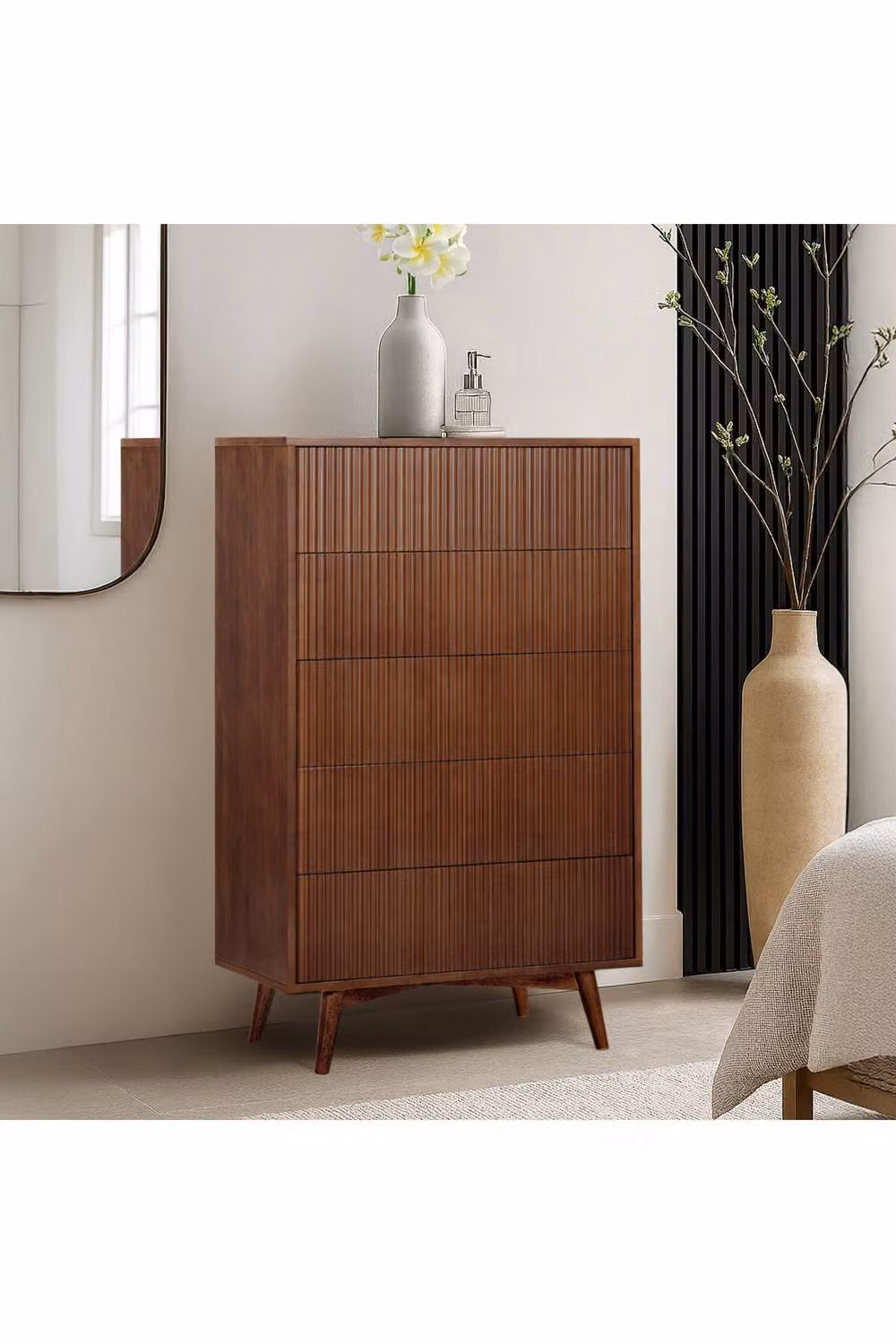 Teamson Home Tremolo Walnut Bedroom Dresser Chest of Drawers, W: 127 cm, H: 76.2 cm, D: 45.7 cm – 2
