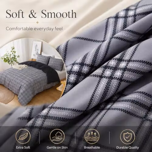 Grace Reversible Brushed Microfibre Duvet Cover Set in Grey, Super King Size (W/D/H: 260 x 220 x 220 cm) – 5
