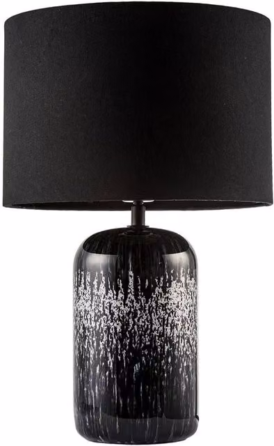 Happy Homewares Modern Marble Drip Snowflake Glass Table Lamp with Black Linen Shade – 1