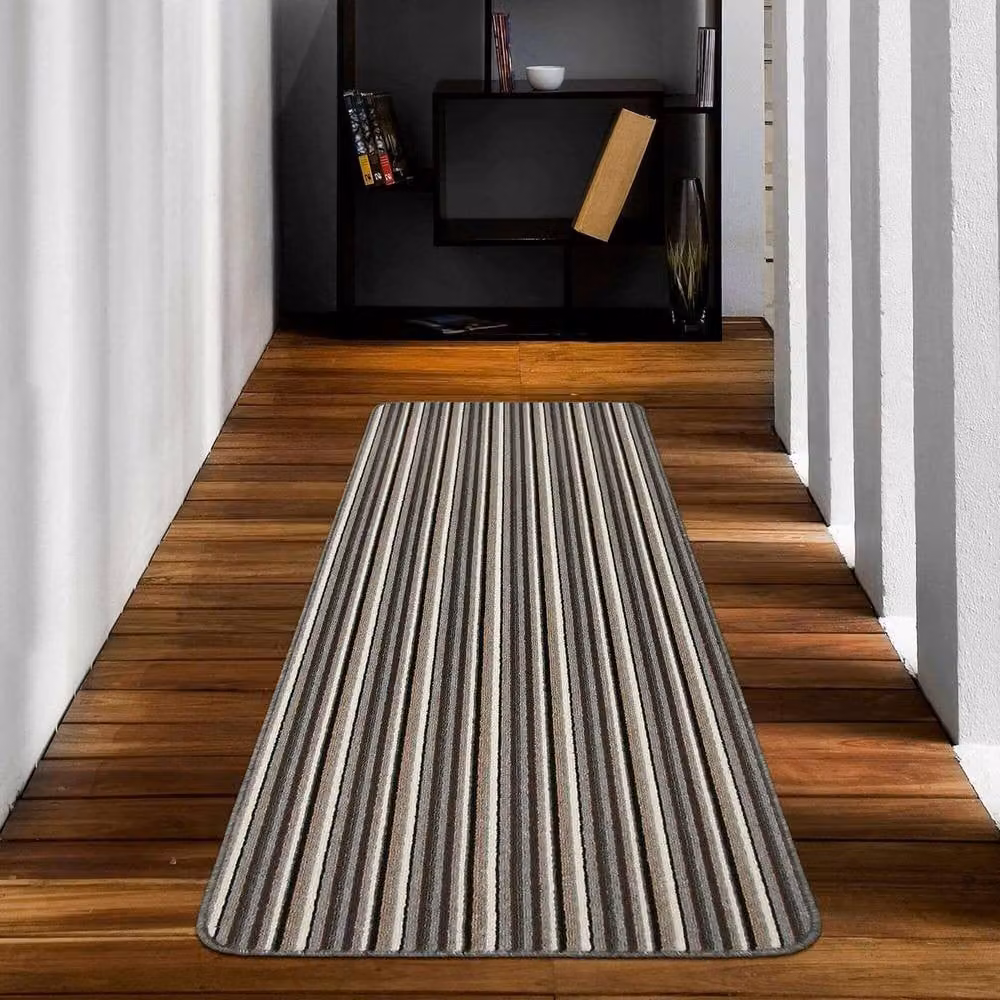 THE RUGS Washable Nonslip Striped All-Purpose Mat, Grey, W/D/H: 67 x 240 cm – 6