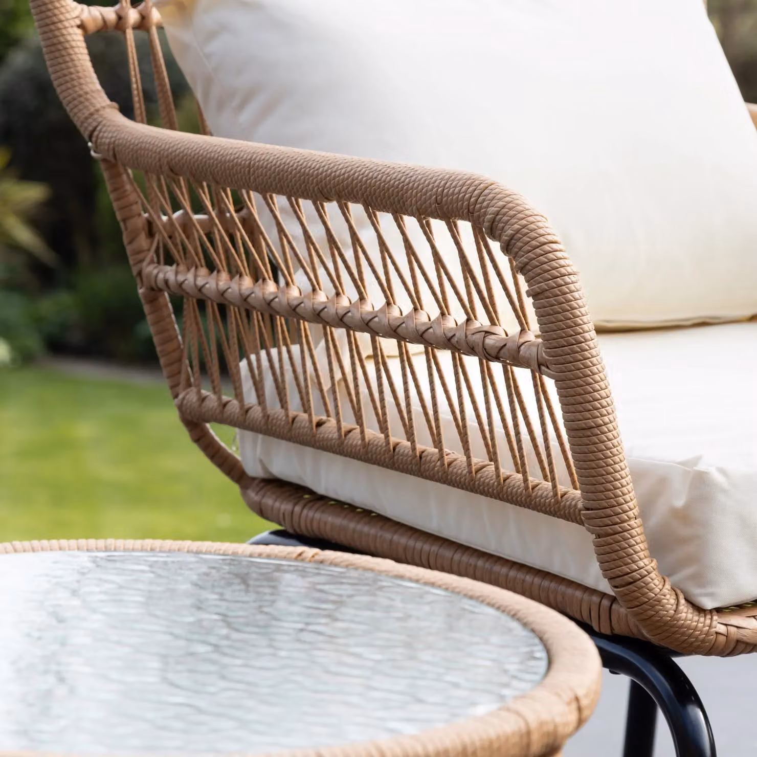 Artemis Home Carbini 3 Piece Rattan Garden Patio Bistro Set in Cream – 2