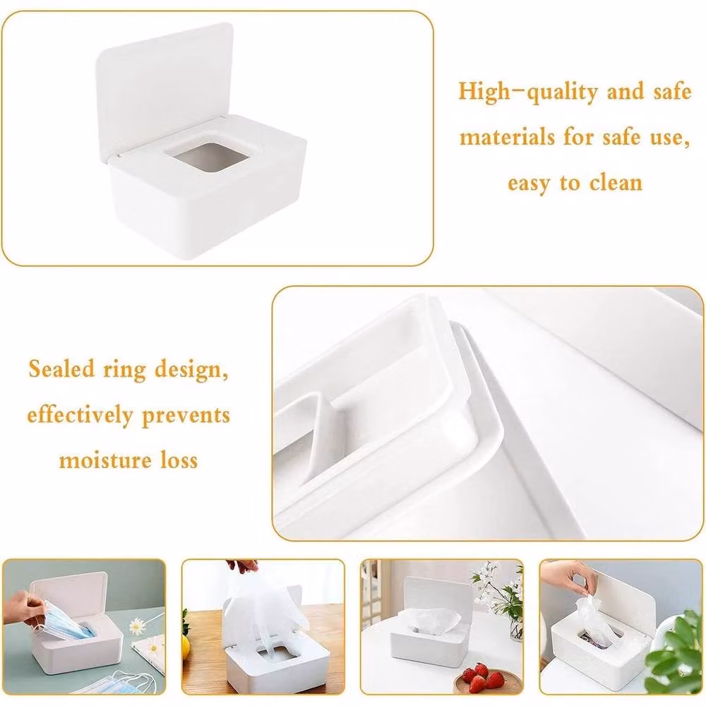 SPETLEK Wet Wipes Dispenser Box Set, White and Black Plastic Freestanding Design – 2