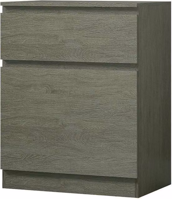 KORVIXA Grey Bedside Cabinet with 1 Door and 1 Drawer