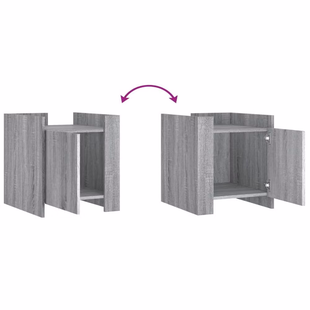 Berkfield Home Decorative Bedside Cabinet in Grey Sonoma, W/D/H: 45 x 50 x 50 cm – 4