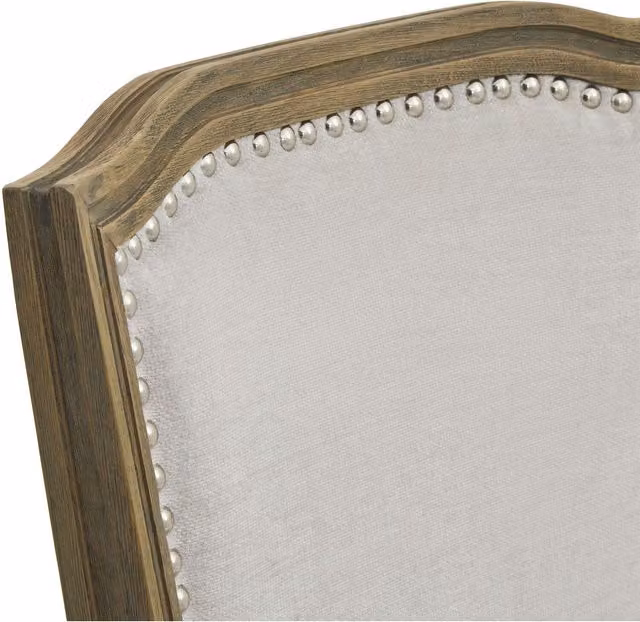 KDMK Ripley Grey Fabric Dining Chair with Hand Carved Rubberwood Frame