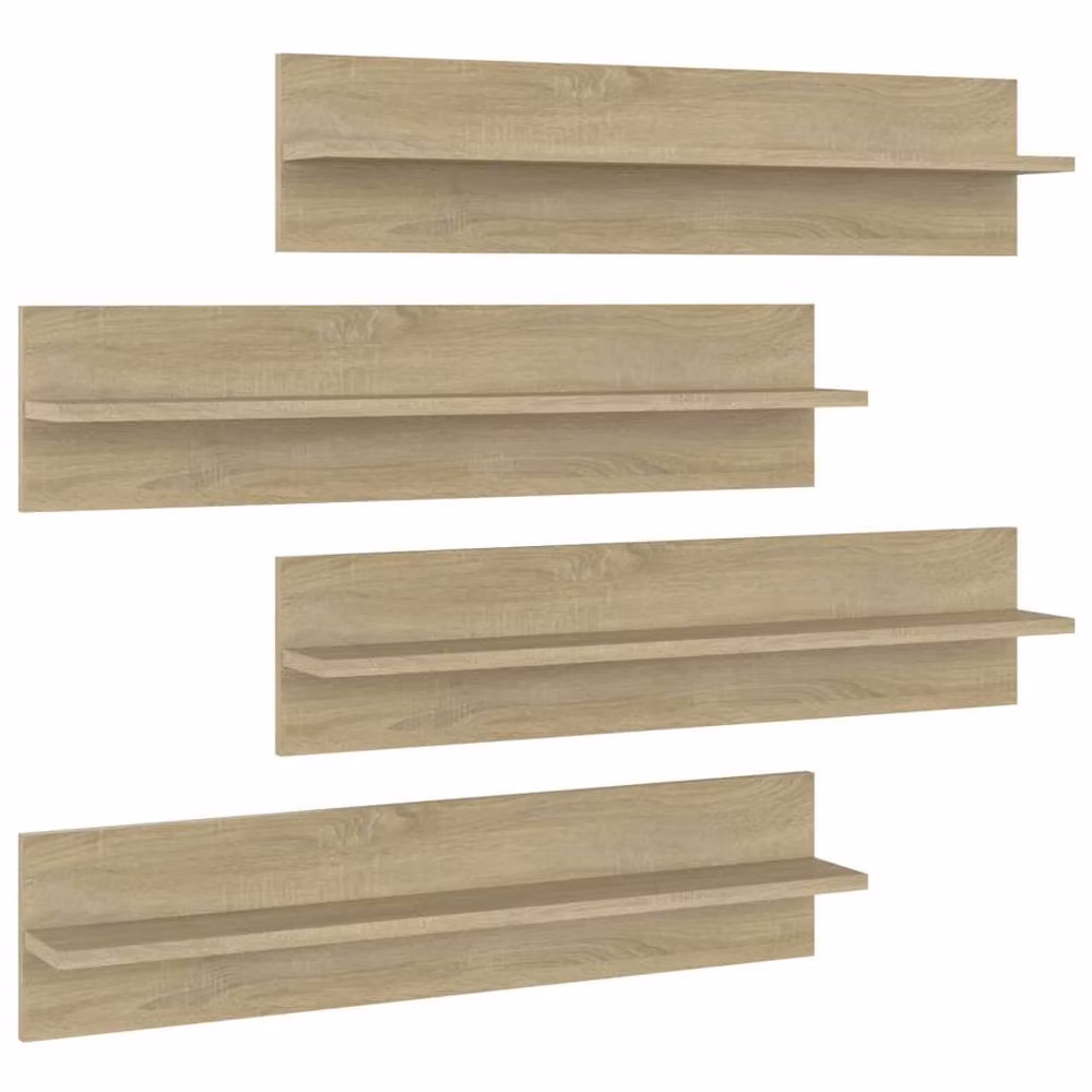 Berkfield Home Set of 4 Wall Mounted Shelves in Sonoma Oak Brown, W/D/H: 80 x 11.5 x 18 cm – 2
