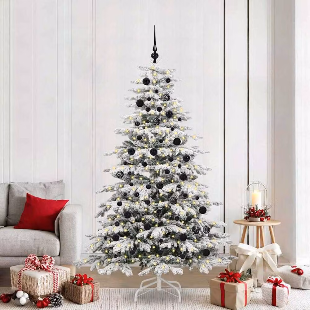 Berkfield Home Elegant White Artificial Hinged Christmas Tree, Height: 210 cm – 2