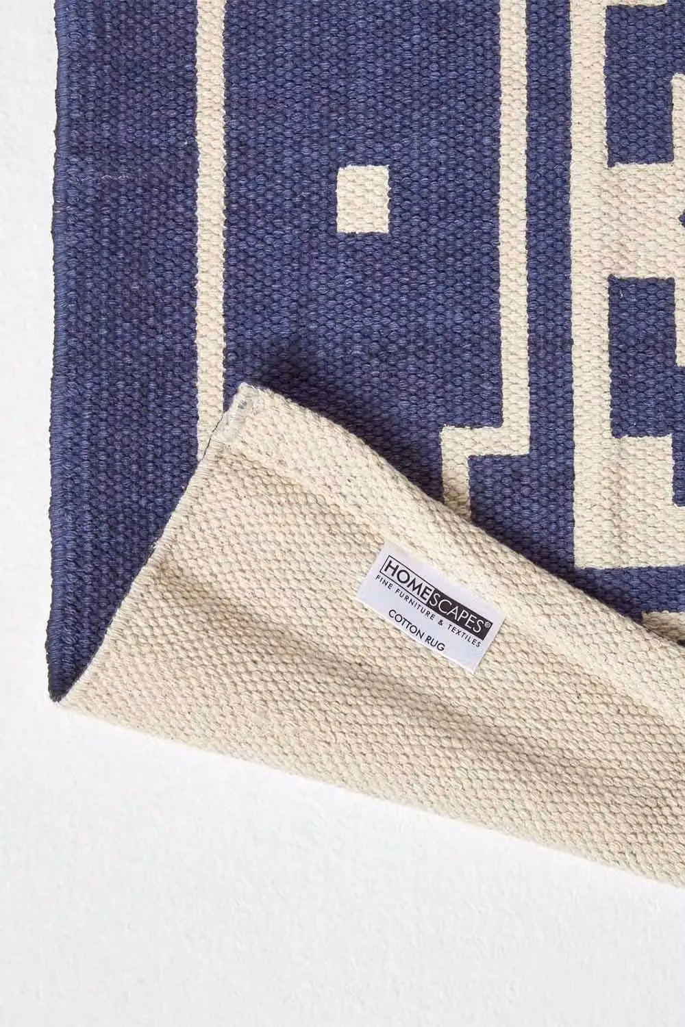 Homescapes Halmstad Geometric Printed Cotton Rug in Blue and White, W: 120 cm, L: 170 cm – 5