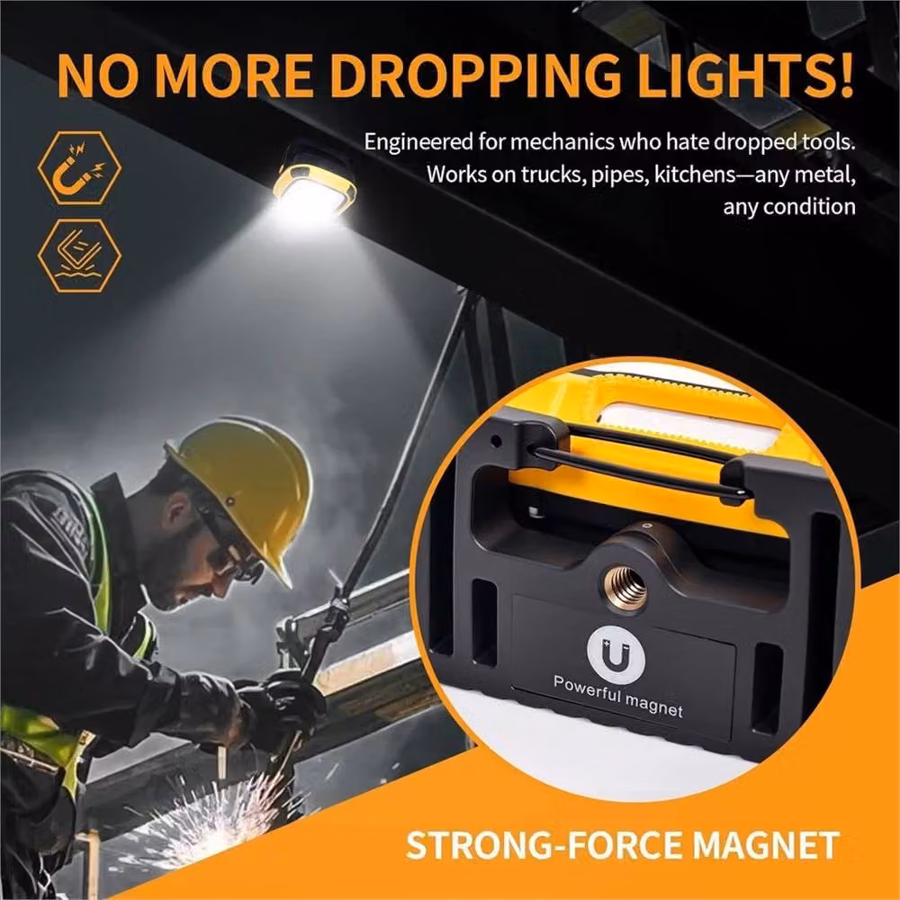 VOGREX Rechargeable LED Magnetic Work Floodlight in Yellow with Warm and White Light – 2