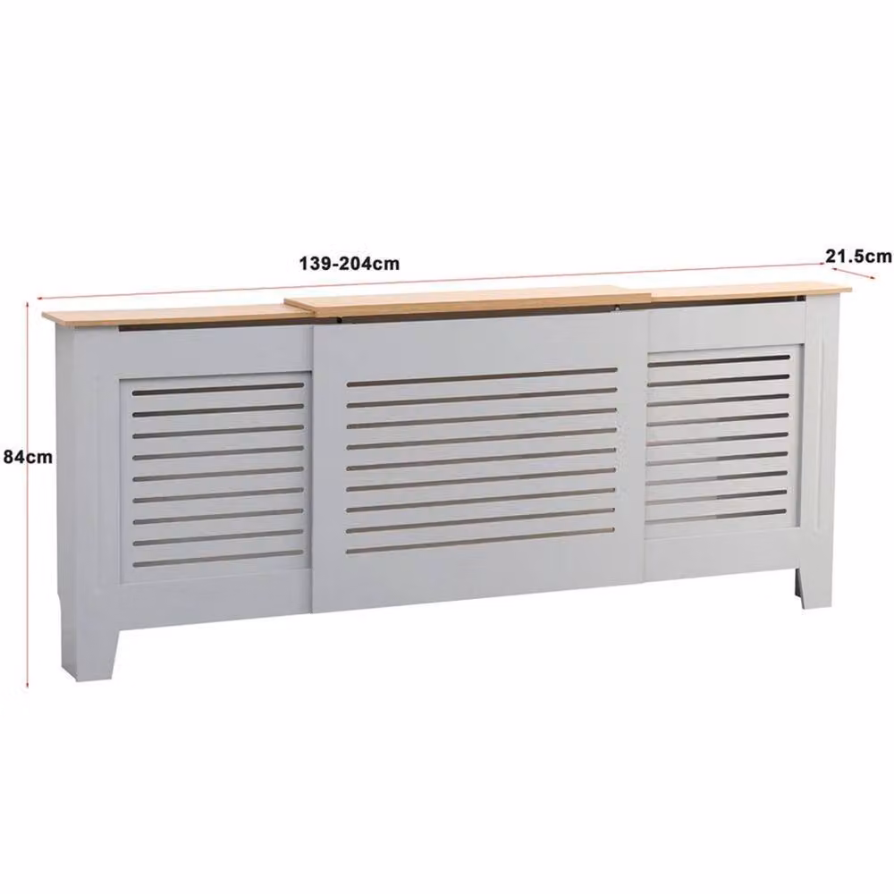 PAWNORA Adjustable MDF Radiator Cover with Slat Grille in Grey – 2