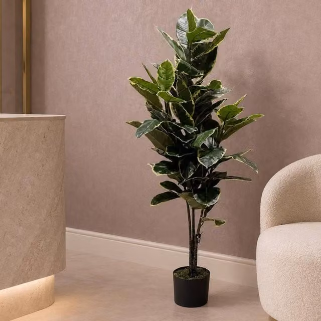Botanik Leaf 120cm Artificial Rubber Tree in Green – 1