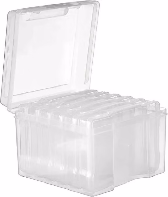 VOGREX Transparent Plastic 5x7 Photo Storage Box and Album Organiser with Lid