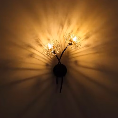 Globo Lighting Fiore Wall Lamp in Black and Gold with 2x G9 Bulbs, W/H: 32.5 x 44.5 cm – 1