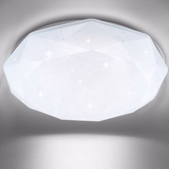 ExtraStar 24W LED Integrated Flush Ceiling Light, Cool White, Diameter: 38 cm, White