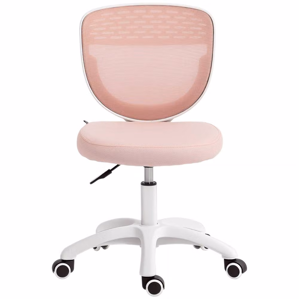 STILVORA Pink Fabric Armless Task Chair with Swivel and Castors, W/D/H: 44 x 43 x 120 cm – 3