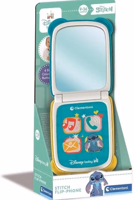Clementoni Disney Stitch Lights and Sounds Flip Phone in Blue