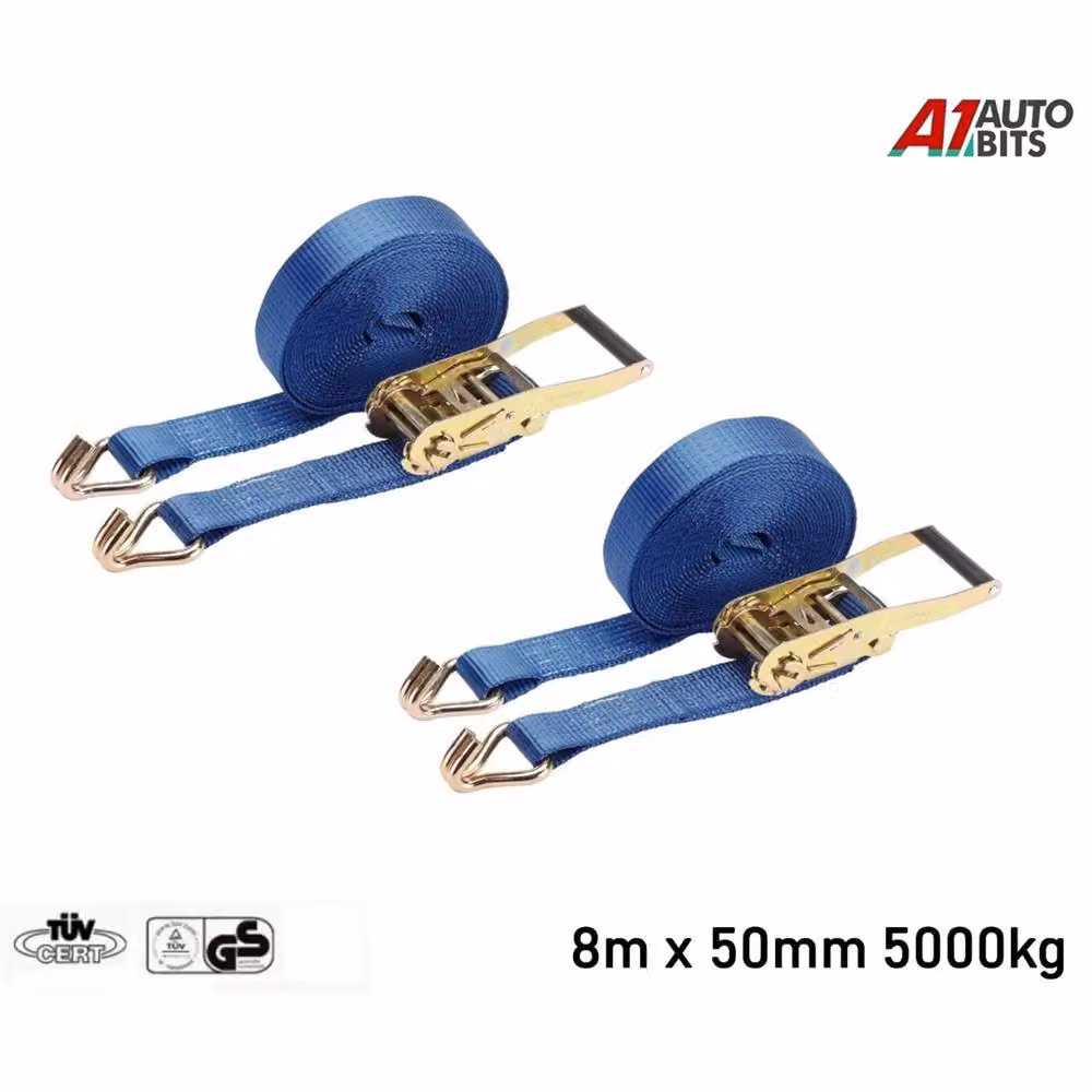 Nordara Heavy Duty Ratchet Tie Down Straps, Blue, 2 x 8 m, 5 t – 2
