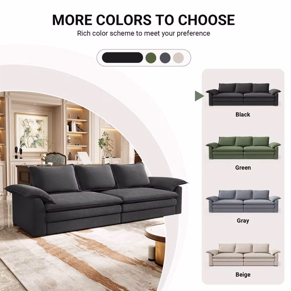 Dprodo Black Chenille Sofa Sleeper with Deep Seat and Solid Wood Frame – 8