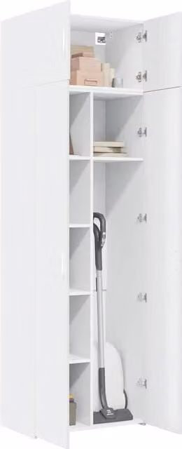 Berkfield Home White MDF Freestanding Storage Cabinet with Hinged Doors and Internal Shelves, W/D/H: 70 x 42.5 x 225 cm