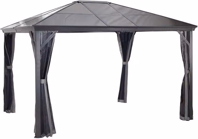 Sojag Verona Aluminium Garden Gazebo in Black, W: 297 cm, D: 362 cm, H: 261 cm – 1