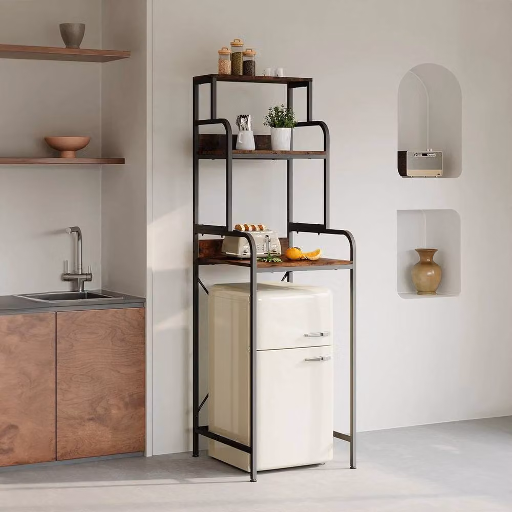 Kelvenix 3-Tier Freestanding Mini Fridge Shelf in Black – 3